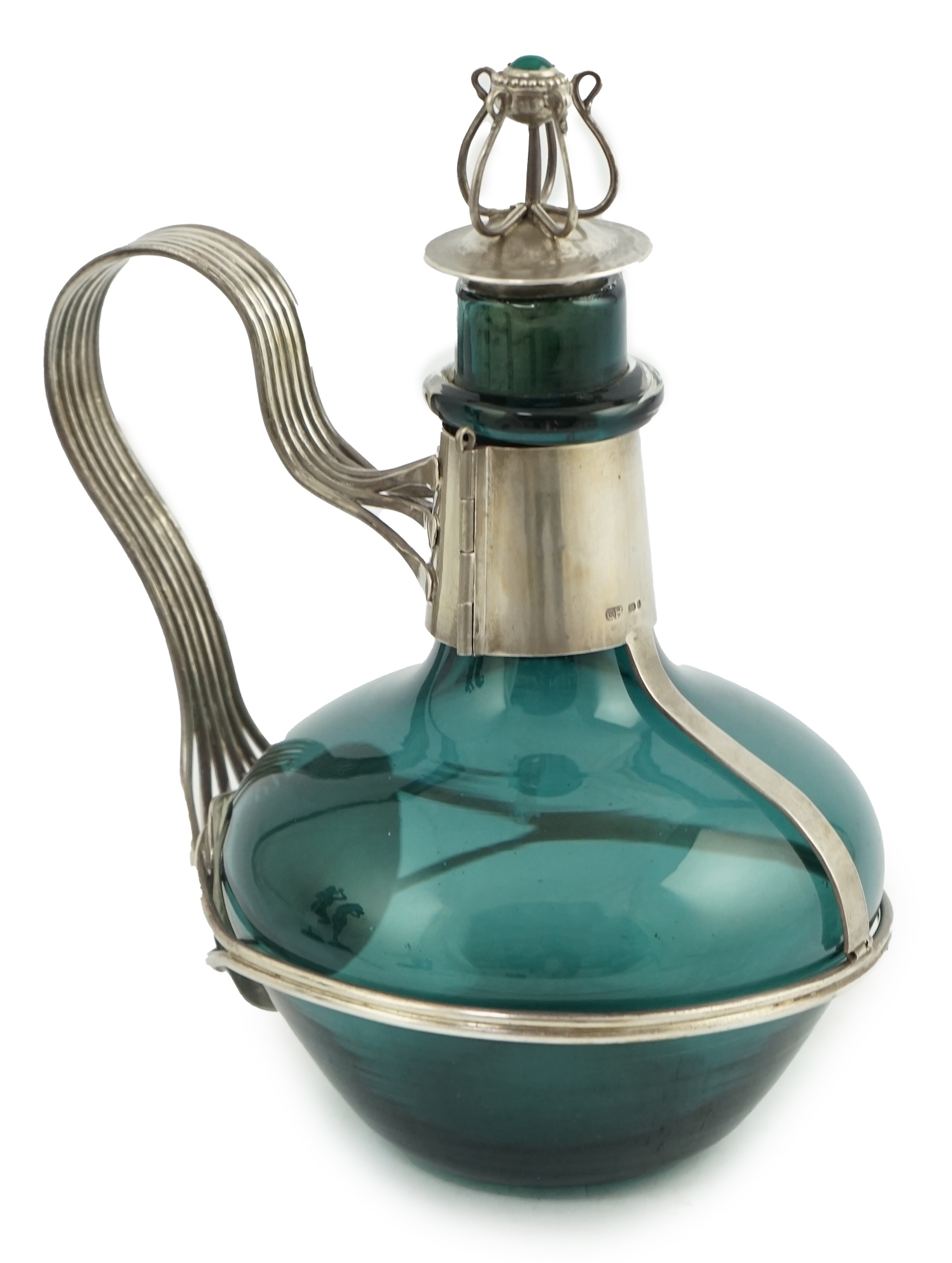 A Guild of Handicraft Ltd silver mounted decanter designed by Charles Robert Ashbee